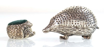 Lot A metalware pin cushion modelled as a hedgehog,...