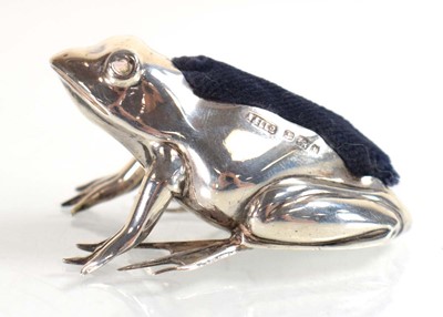 Lot A silver pin cushion modelled as a frog, Adie...