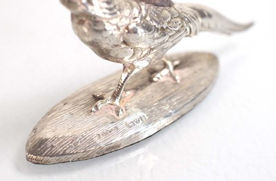 Lot A silver pin cushion modelled as a cock...