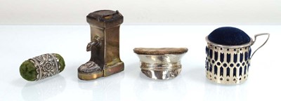 Lot A silver pin cushion modelled as a water...