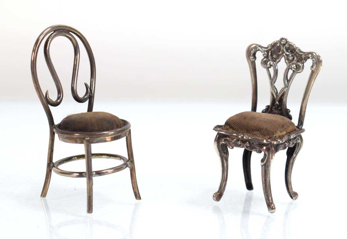 Lot A silver pin cushion modelled as a Thonet...