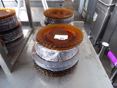 Lot 441 - Large quantity of amber glass plates to...