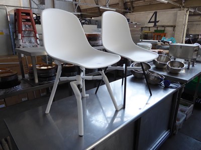 Lot 467 - 2 white acrylic black metal frame dining chairs