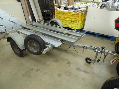 Lot 4269 - Galvanised single axle 3 section motorcycle...