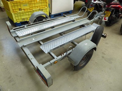 Lot 4269 - Galvanised single axle 3 section motorcycle...