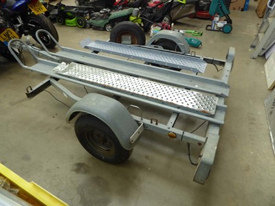 Lot 4269 - Galvanised single axle 3 section motorcycle...