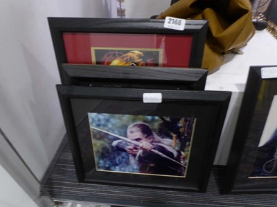Lot 2146 - Three signed & framed photos from The Lord of...