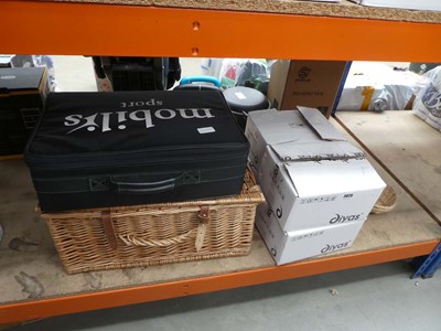 Lot 3025 - Four boxes of lights plus wicker basket and a...