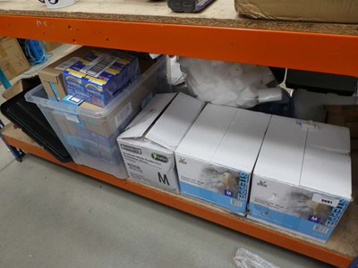 Lot 3091 - Three boxes of vinyl gloves plus a box of...