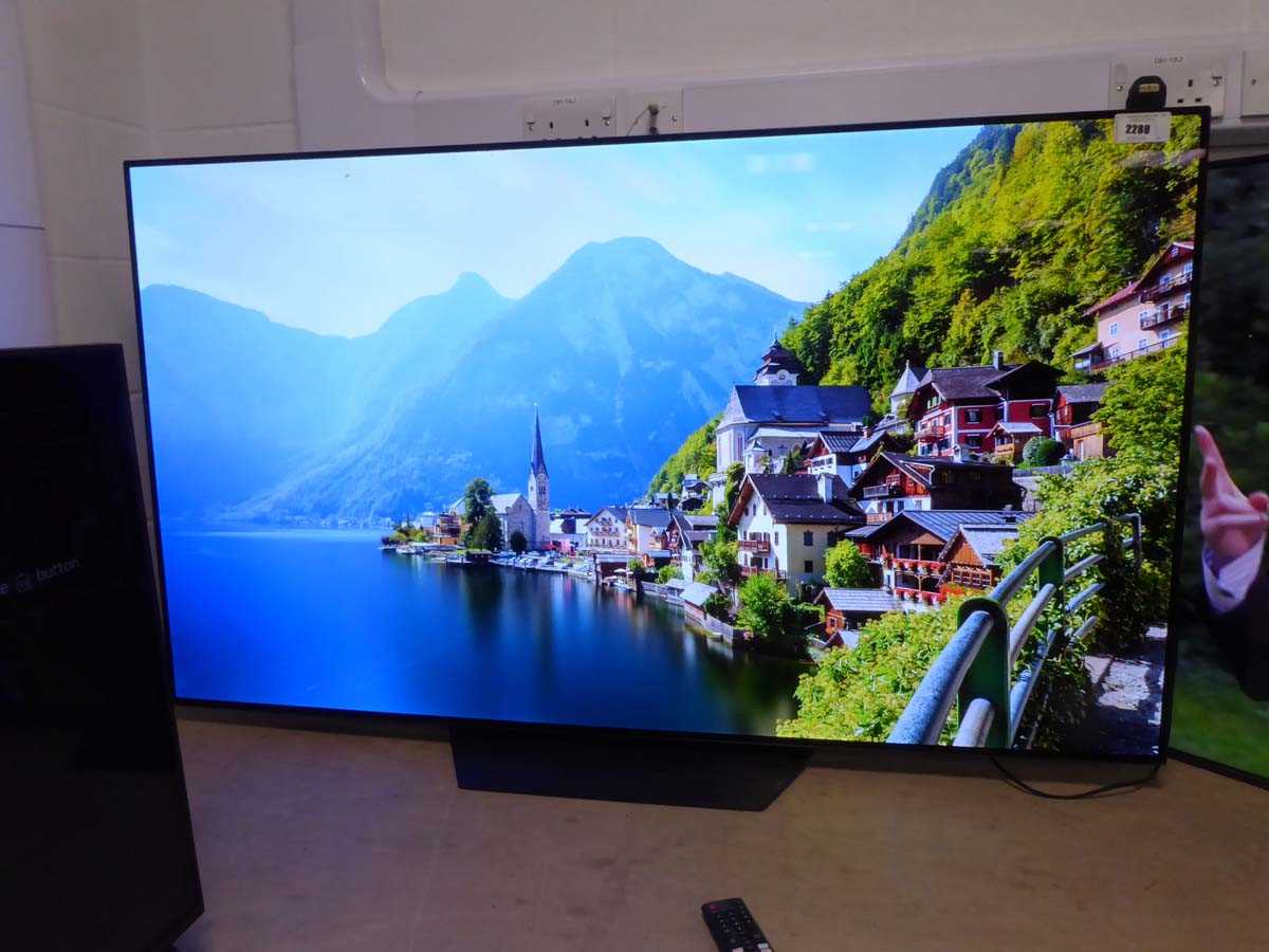 Lot 2288 - LG OLED 65in TV model OLED65B9PLA with stand...