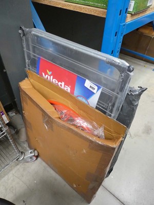 Lot 3257 - Box of basketball hoops, clothes airer etc.