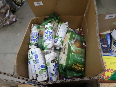 Lot 3263 - Box containing mixed food, drinks etc.