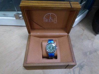 Lot 2313 - Helmer DH wristwatch with green face and...