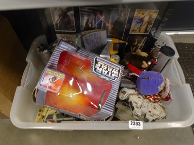Lot 2393 - Box containing various Star Wars and other toys