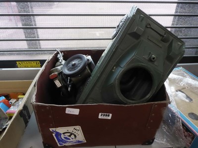Lot 2398 - Box containing various toy army vehicles