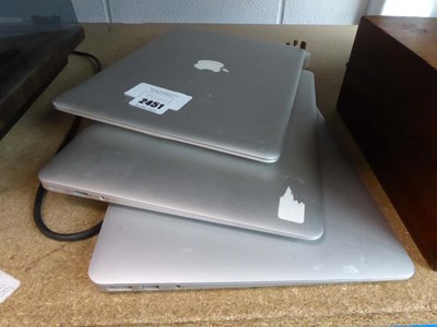 Lot 2451 - Three Apple MacBooks for spares and repairs