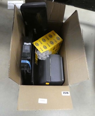 Lot 2519 - A box containing various items including a fan...