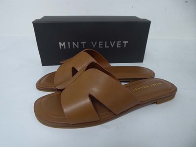 Lot 1934 - Mint Velvet darcie leather sliders in tan size...