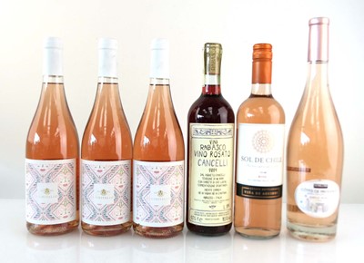 Lot 364 - 6 bottles of Rose, 3x Vinitalia Primitivo...