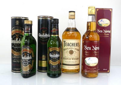 Lot 55 - 4 bottles of Whisky, 1x Glenfiddich 12 year...
