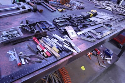 Lot 28 - Selection of clamps, squares, measuring rules,...