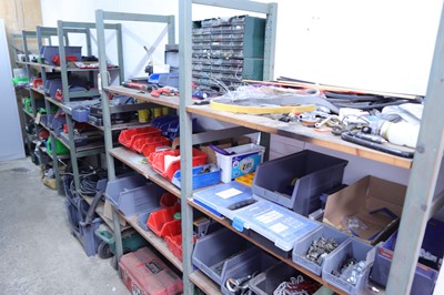 Lot 148 - 6 bay 4 shelf rack containing a wide range of...