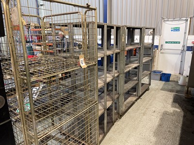 Lot 150 - 3 galvanised steel 5 shelf storage trolleys...