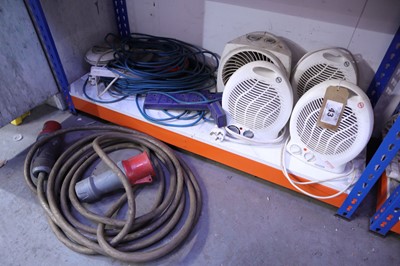 Lot 43 - Miscellaneous extension leads, electric fans...