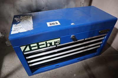Lot 263 - Small blue Draper multi-drawer tool chest with...