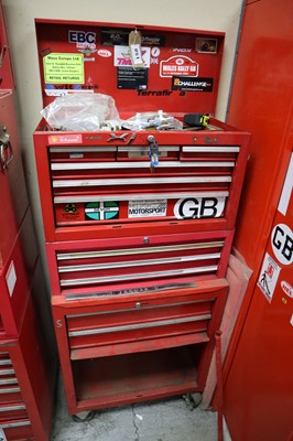 Lot 158 - Mobile red multi-drawer tool cabinet with...