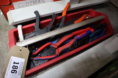 Lot 186 - Tray of various electronic cable crimp tools,...