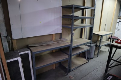 Lot 288 - 2 lightweight benches and open shelf rack plus...