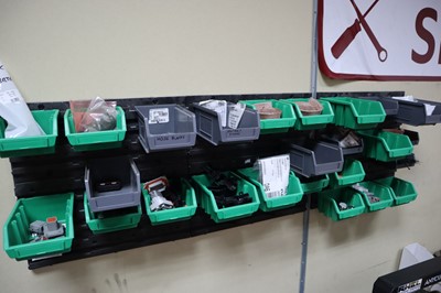 Lot 182 - Automotive connectors. Wall mount rack with...