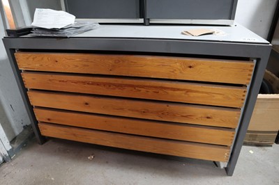 Lot 249 - Metal framed and teak plan chest