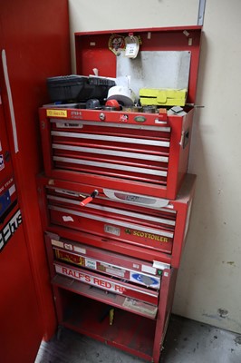 Lot 157 - 3 red multi drawer tool cabinets to include;...