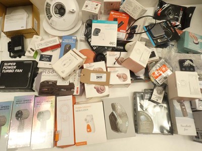 Lot 2411 - Mixed electricals; adapters, trackers, PC mice,...