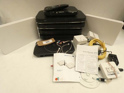 Lot 2422 - 5x Sky Q TV boxes plus routers / hubs