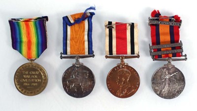 Lot 25 - A Boer War & First World War group of medals...