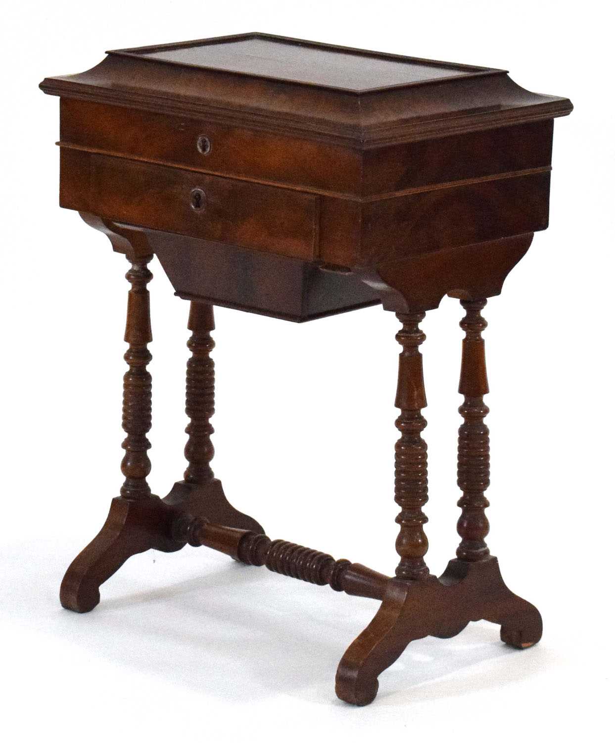 Lot 5 - A 19th century mahogany sewing table, the lift...