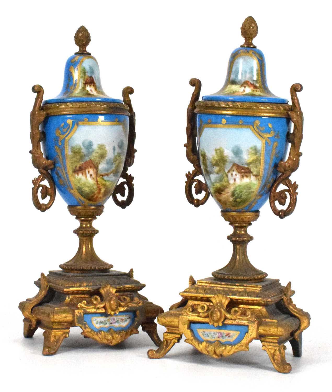 Lot 95 - A pair of late 19th century porcelain and gilt-...