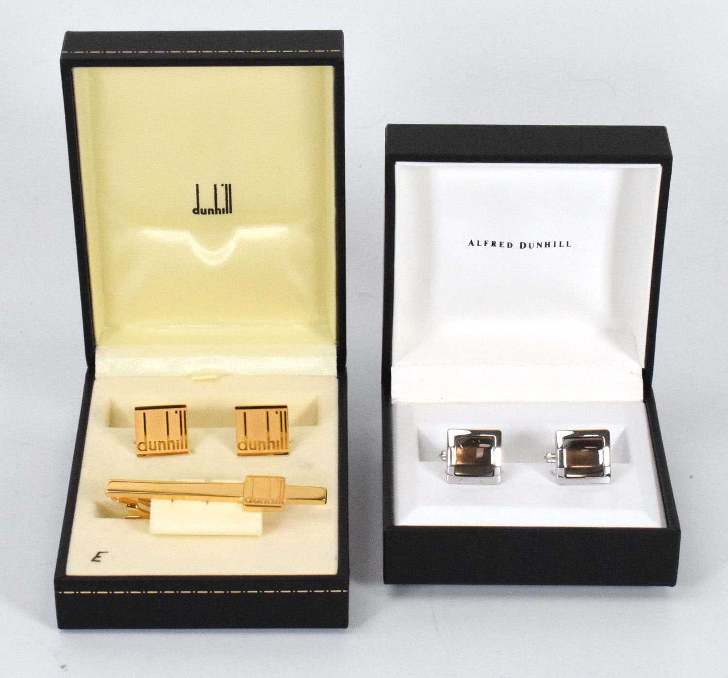 Lot 93 - A cased Dunhill cufflink and tie clip set...