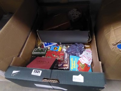 Lot 2331 - Box containing various card games, dice etc.