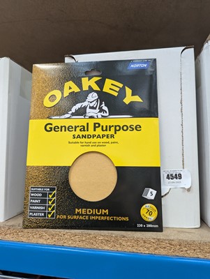 Lot 4549 - Oakey 5 pack general purpose sandpaper sheets,...