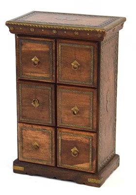 Lot 2 - A modern hardwood and brass-bound cabinet with...