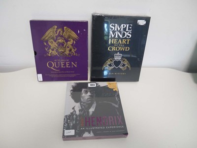Lot 3 books incl. 40 Years of Queen, Simple Minds...