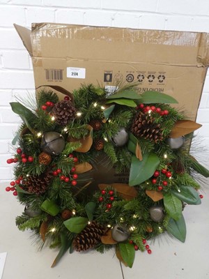 Lot A boxed pre lit LED Christmas wreath with bells