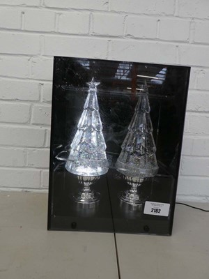 Lot x2 battery operated glitter trees in display case
