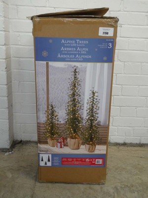 Lot Boxed set of 3 alpine trees with LED lights