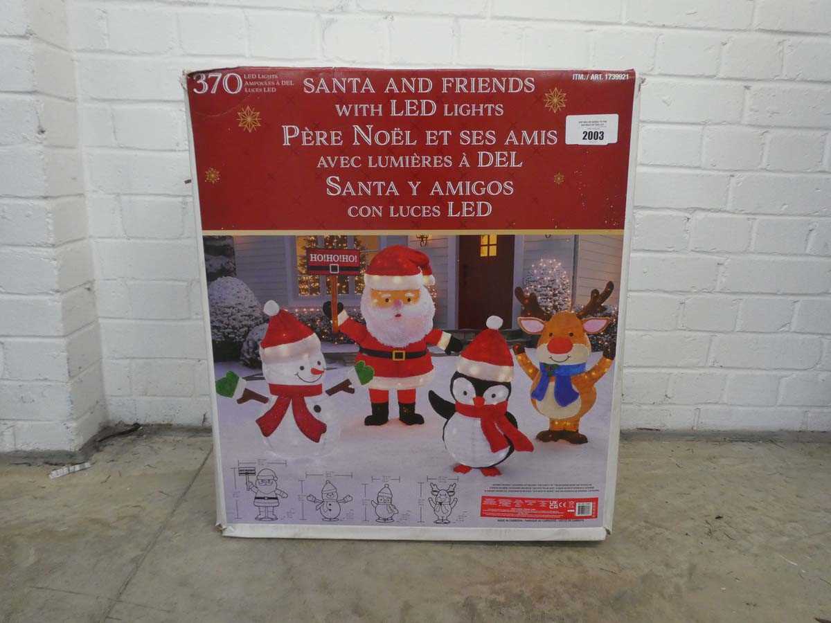 Lot Boxed outdoor 4 piece light up Santa & friends...