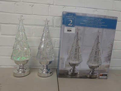 Lot Boxed set of 2 battery operated glitter trees